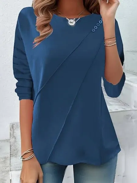 Women's Stylish Long Sleeve Crew Neck T-Shirt