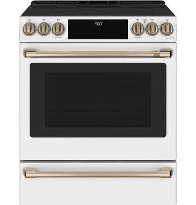 Cafe 30" Smart Slide-In Front-Control Induction Convection Range CHS900P4MW2