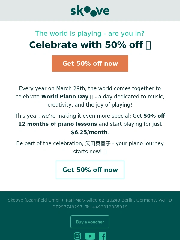 Skoove - Lessons for $6.25/mth! World Piano Day Sale is here ? ?