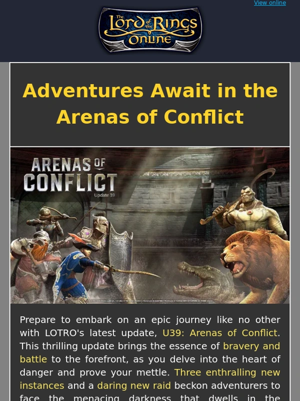 Lotro - LOTROs U39: Arenas of Conflict Has Arrived