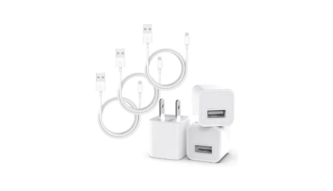 iPhone Charger Cable,3Pack (MFi Certified) Data Sync Charging Cords with 3Pack USB Wall Charger Travel Plug Adapter Compatible with iPhone 14Pro/13 Pro/12/12 Pro Max/11 Pro Max/XS Max/XS/XR/X/8
