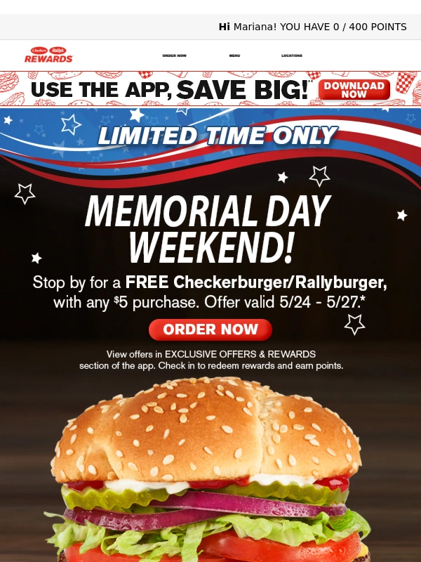 Checkers - Free ? on us this weekend only!