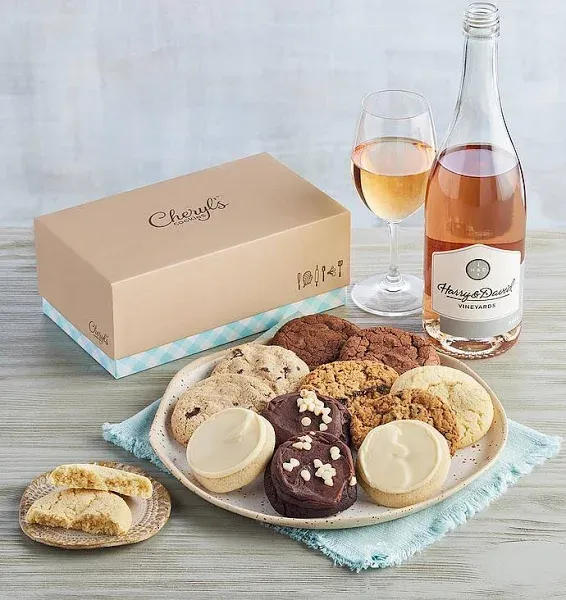 Harry & David Rosé Wine and Cheryl's Cookies Box