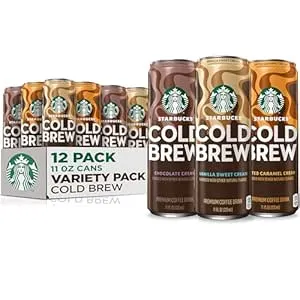 Starbucks - Cold Brew Coffee, 3 Flavor Variety Pack, 11 fl oz Cans (12 Pack)