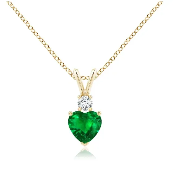 Heart-Shaped Emerald Rabbit Ear Bale Pendant