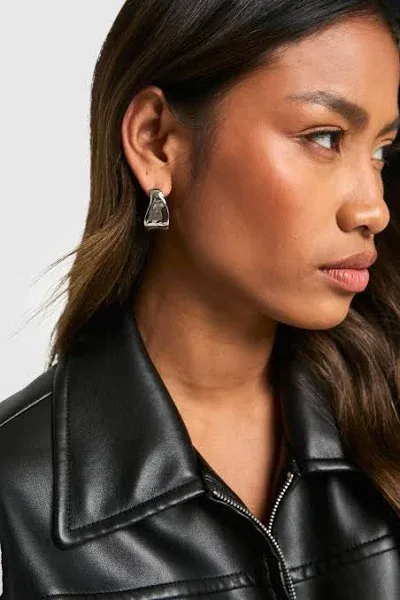 Boohoo Women's Silver Abstract Mini Hoop Earrings