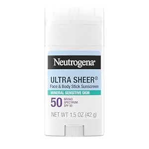 Neutrogena Ultra Sheer Sunscreen Stick SPF 50 Zinc Oxide Vegan 1.5 oz