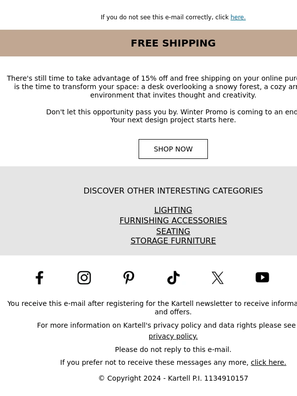 Kartell - Last Call Winter Promo: take advantage of it now