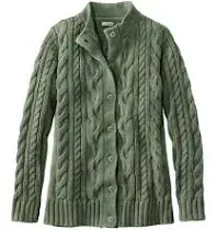 L.L.Bean Women's Double L Cable Button-Front Cardigan Sweater