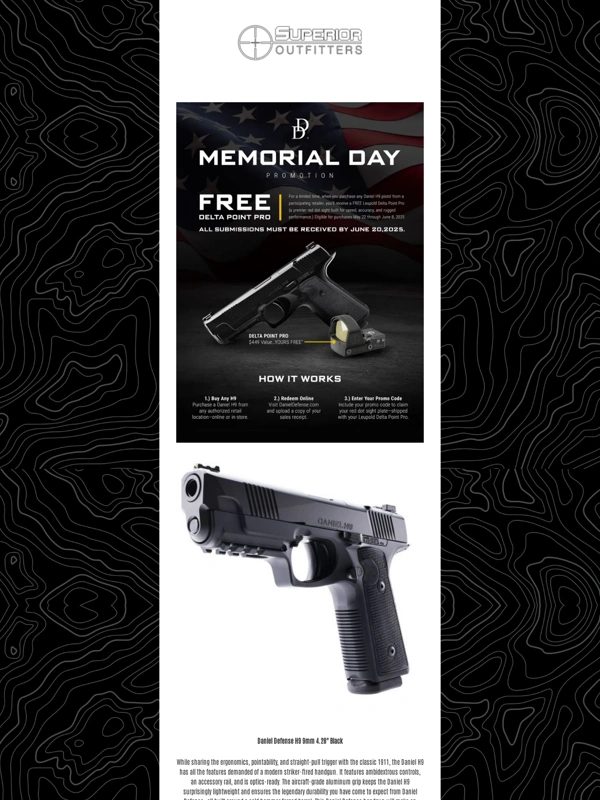 Superior Outfitters - ?Memorial Day Deal: FREE Leupold Red Dot with Daniel H9 Purchase! ?