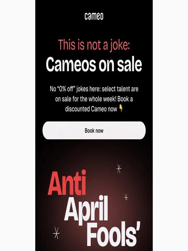 Cameo - Anti April Fools’: Cameos are ACTUALLY on sale starting at $10