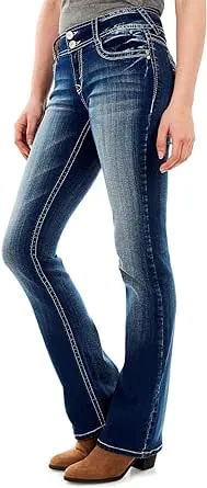 WallFlower Women's Luscious Curvy Bootcut Mid-Rise Insta Stretch Juniors Jeans (Standard and Plus), Jenna, 11