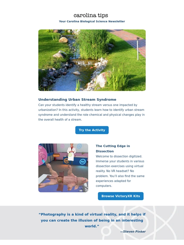 Carolina - Urban streams lab | VR dissection | Health science simulators | STEM coloring pages