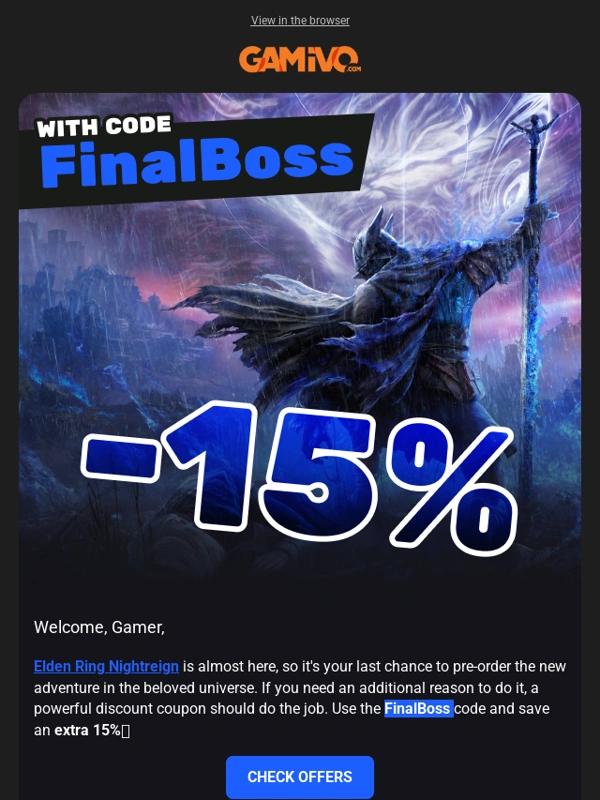 Gamivo - ? 15% off Elden Ring Nightreign. Last chance to pre-order the new FromSoftware game ⚔️
