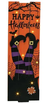 Holiday Peak Lighted Happy Halloween Witch Sign