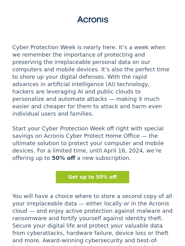 Acronis - Celebrate Cyber Protection Week with Acronis