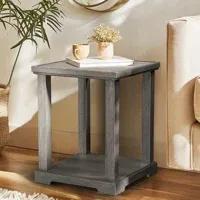 Wood Rectangular End Table with Lower Shelf $30 + Free Shipping
