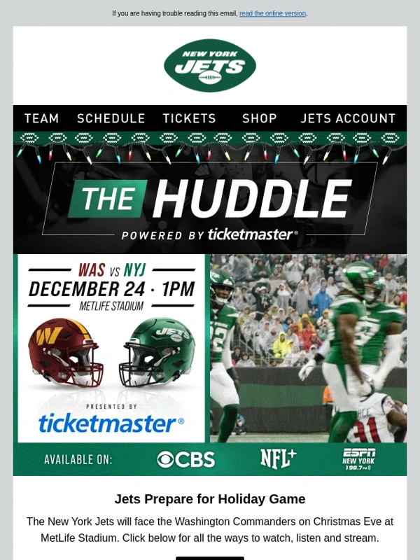 New York Jets - The Huddle: Jets Host Commanders This Sunday