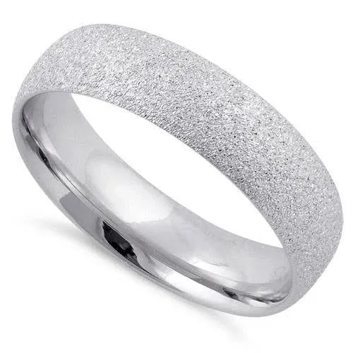 Sterling Silver Brushed Wedding Band Ring