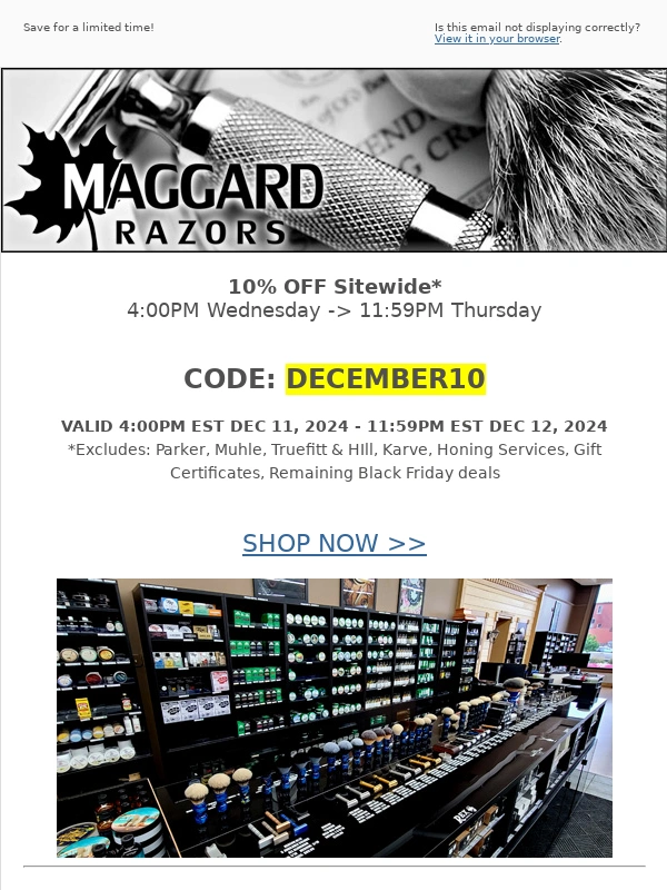 Maggard Razors - 32 Hour Sale @ Maggard Razors - 10% OFF