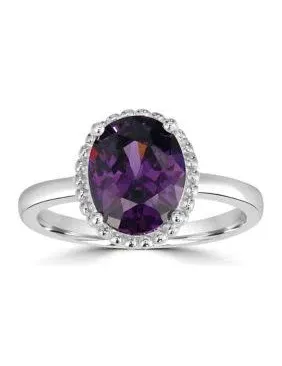 Macy's Amethyst and Diamond Accent Ring Women's in Sterling Silver