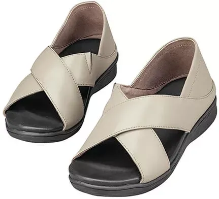 Miles Kimball Silver Steps™ Cross Strap Orthopedic Sandal with Closed Back-Grey-8 - Size 8 - Grey