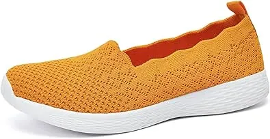 Puxowe Womens Slip on Walking Loafer Shoes-Lightweight Flat Shoes for Women Low-Top Round Toe Knit Memory Foam Sneaker