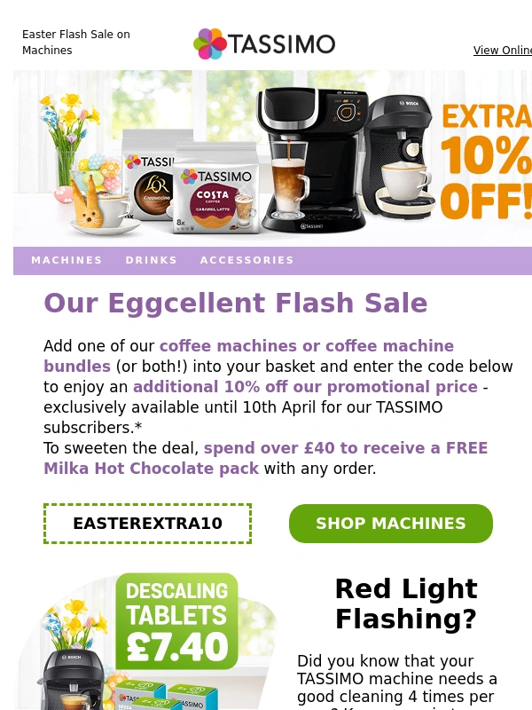 Tassimo - Hunting for Easter eggs? Here's an extra 10% off machines