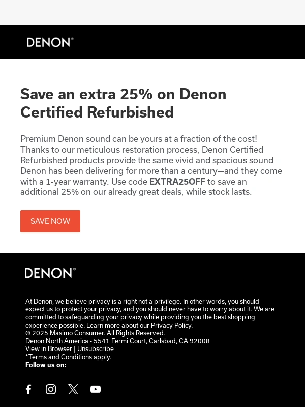 Denon - Shop now! Extra 25% savings on Denon Certified Refurbished!