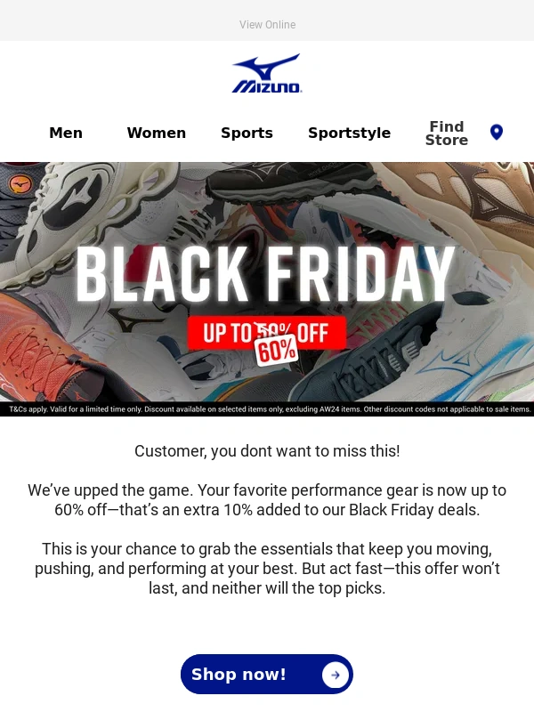 Mizuno - Best of Black Friday – 60% Off Is Here!