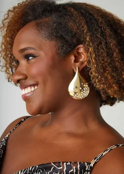 Ashley Stewart Plus Size Crystal Teardrop Earrings