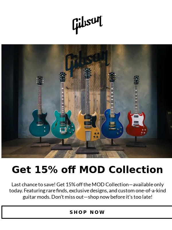 Gibson - LAST CHANCE: 15% off MOD Collection guitars