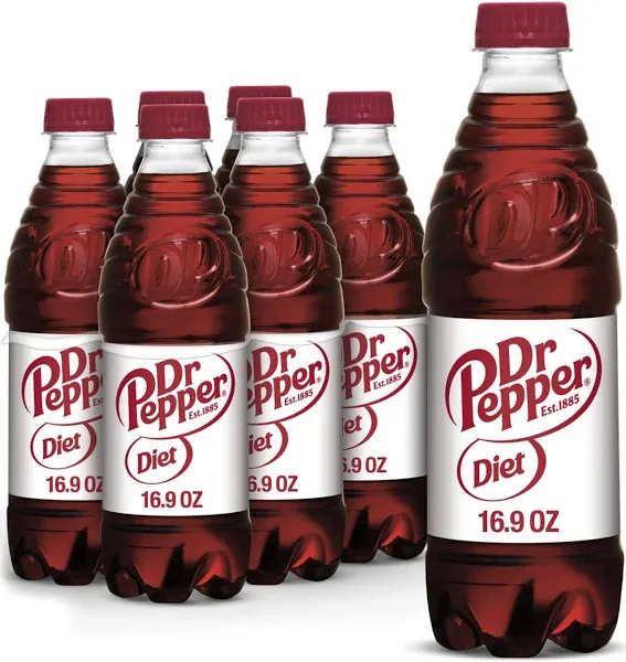 Dr Pepper Diet Soda 16.9 fl oz Bottles (6 Pack)