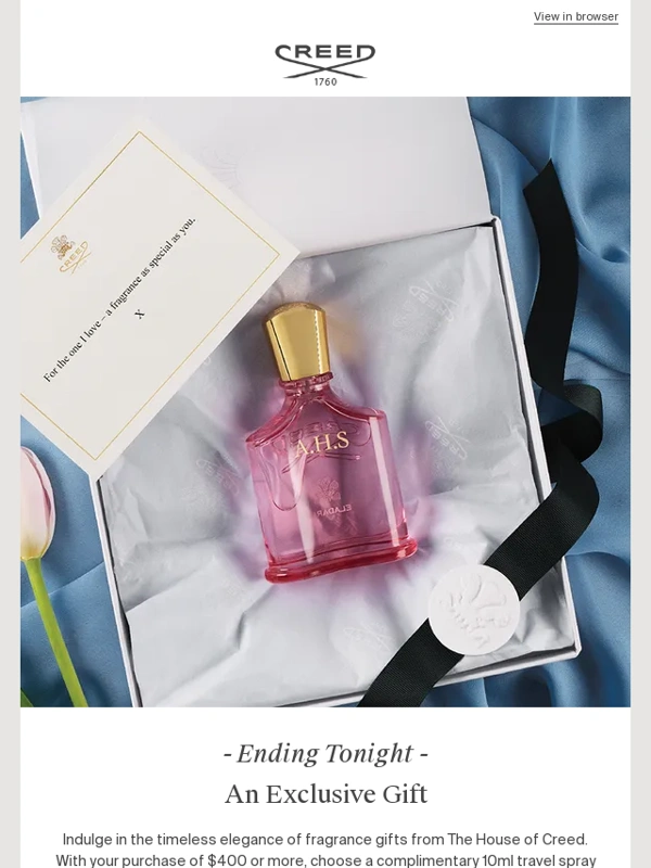 Creed Boutique - Ending Tonight | A Complimentary Gift