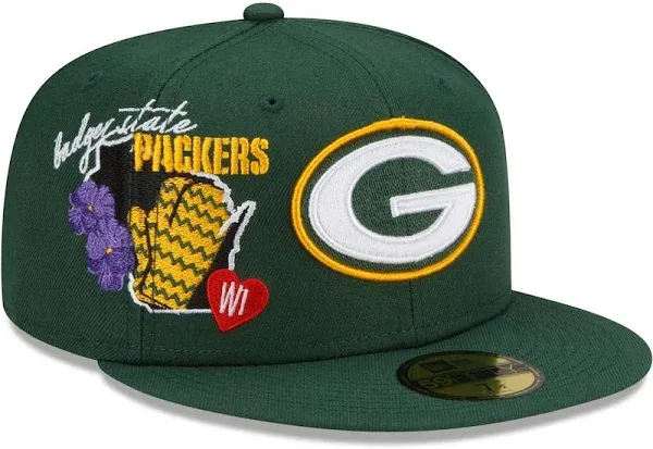 Men's New Era Green Bay Packers City Cluster 59fifty Fitted Hat