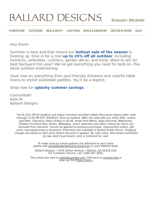 Ballard Designs - All outdoor at up to 25% off is a no brainer
