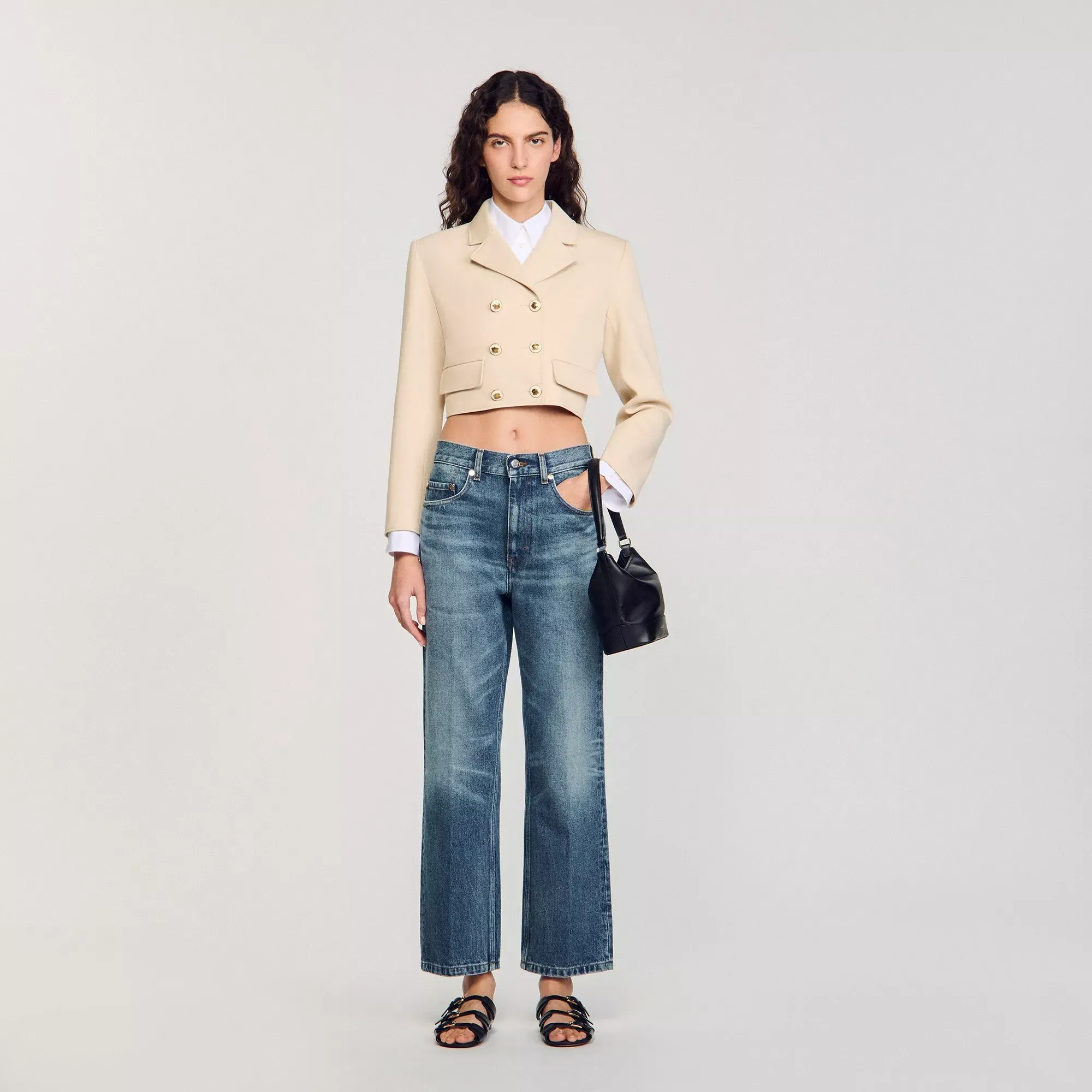 Sandro Cropped buttoned jacket - female - 10