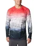 Columbia Super Terminal Tackle Long Sleeve Shirt - Red Spark Deepsea Fade - 2XL