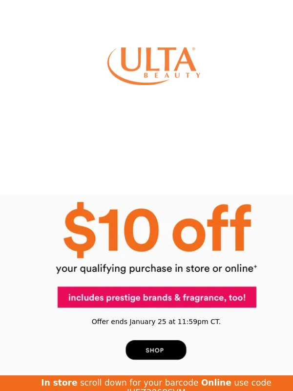Ulta Beauty - Here’s $10 to use on almost anything! ?
