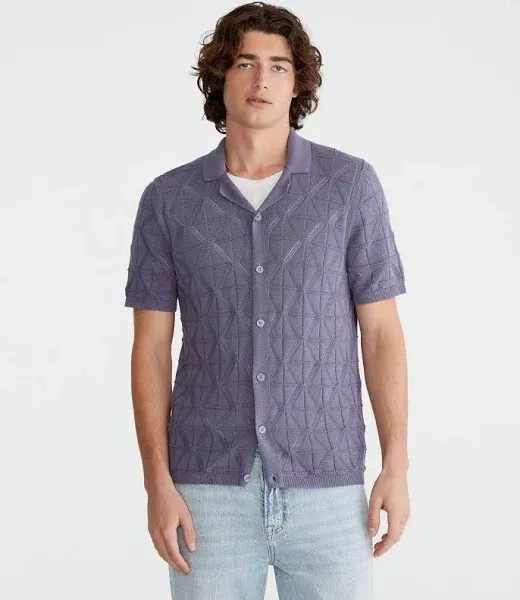 Aeropostale Men's Geometric Cotton Sweater Shirt