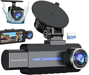 $53.99*: 3-Channel 2.5K Front & Rear Inside & Outside Dash Cam w/ 32GB Card at Amazon