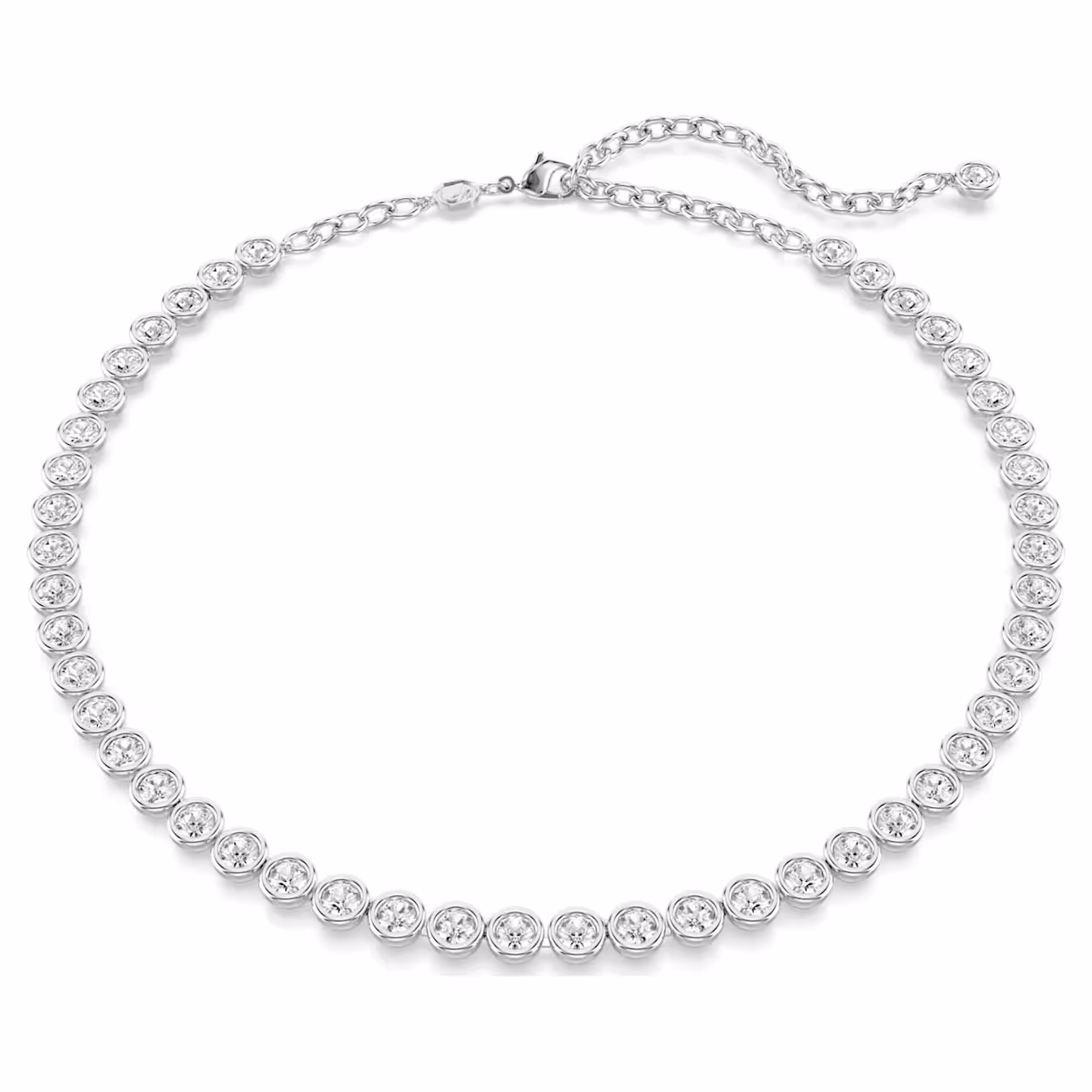 Imber Tennis necklace - Round cut, White, Rhodium plated