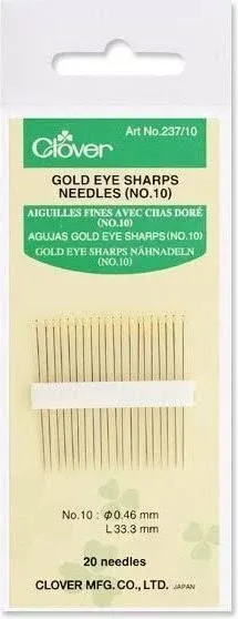 Clover Gold Eye Needles Sharps Size 10