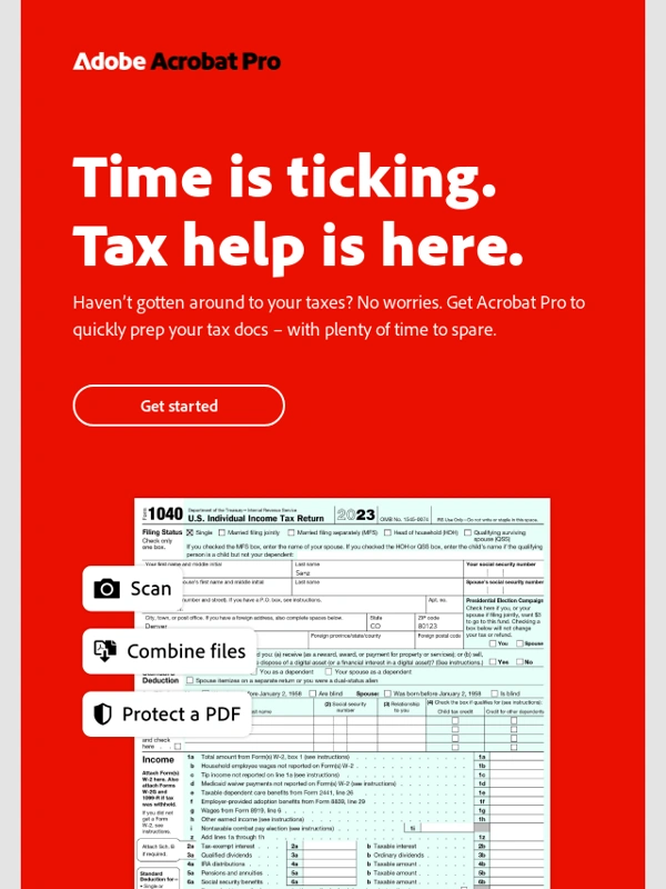 Adobe - Taxes are due soon,so prep with no sweat