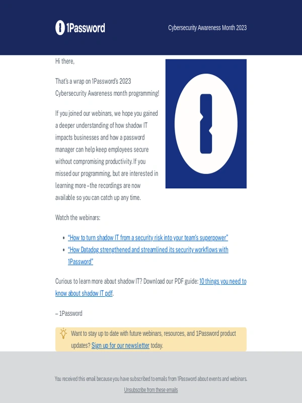 1Password - ? One last thing for Cybersecurity Awareness Month