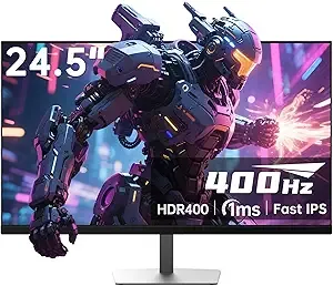 KTC 24.5 inch 400Hz 240Hz Gaming Monitor | Fast IPS 1ms | FHD 1080P Monitor | HDR 400 128% sRGB | HDMI x2, DP x2 |Tilt Adjustability Silver-Gray VESA 360Hz Monitors H25X7