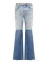Patchwork Denim Flared Jeans In Blue/multi