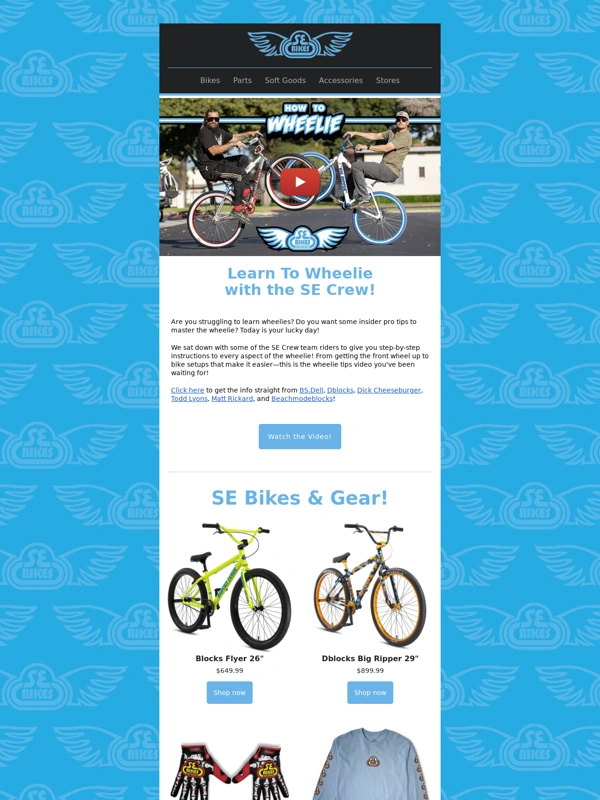 SE BIKES - How To Wheelie with the SE Crew
