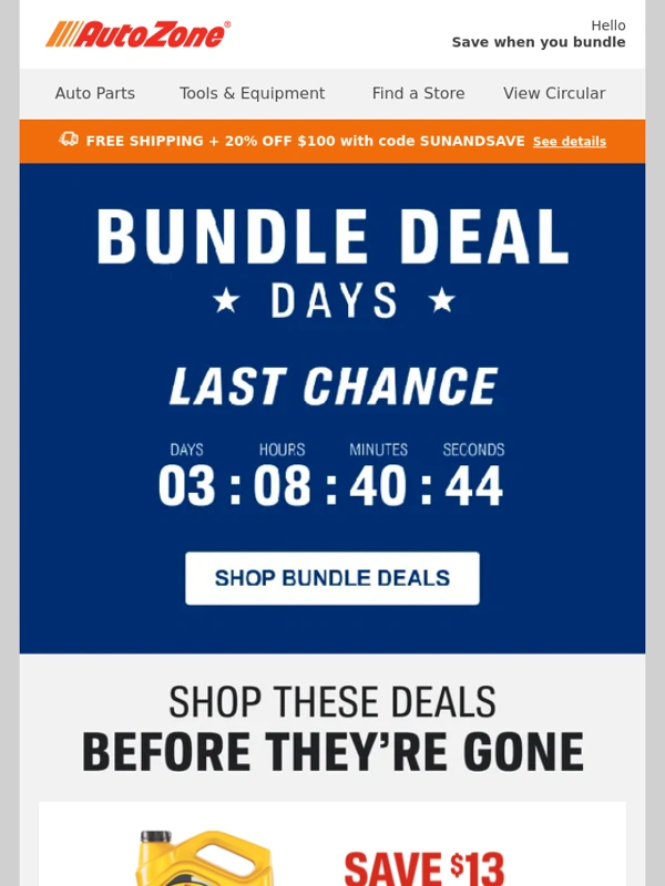 AutoZone - Bundle Deal Days ends soon