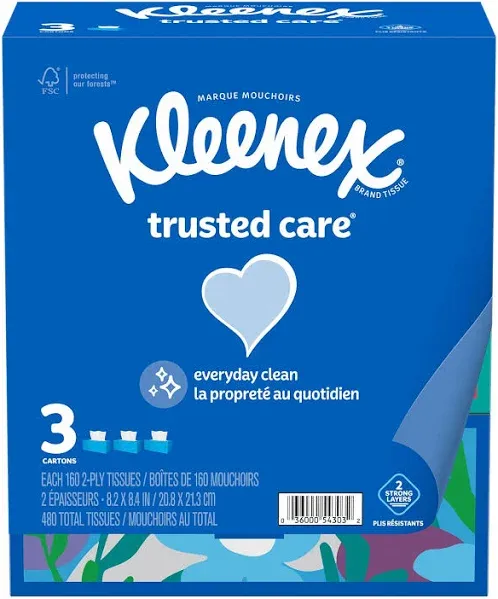Kleenex Everyday Facial Tissues 210 Tissues per Flat Box